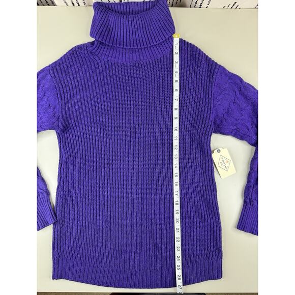 St. John’s Bay Women’s Chunky Turtleneck Sweater S Melrose Purple Cable Knit NWT - Picture 4 of 10